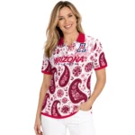 Arizona Wildcats Polo Shirt Custom Paisley Florals Red White Best Selling