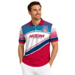 Arizona Wildcats Polo Shirt Custom Slanted Stripes Red White Best Selling