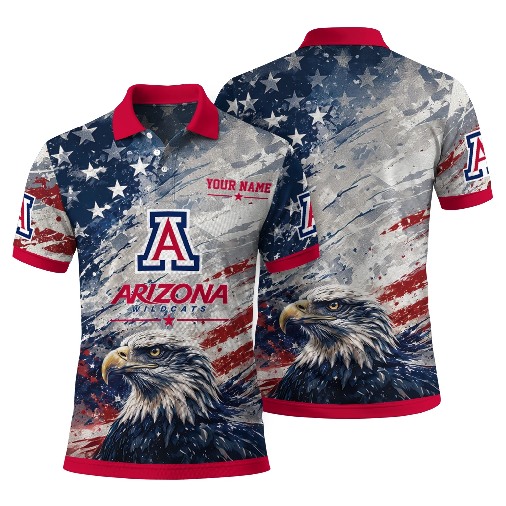 Arizona Wildcats Polo Shirt Custom Star Brushstrokes Red Blue Fashion Forward Arizona Wildcats Polo Shirt Custom Star Brushstrokes Red Blue Fashion Forward