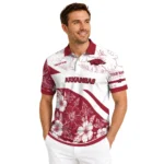 Arkansas Razorbacks Polo Shirt Custom Floral Angles Red White Best Selling