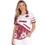 Arkansas Razorbacks Polo Shirt Custom Floral Angles Red White Best Selling