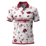 Arkansas Razorbacks Polo Shirt Custom Floral Pinstripe Red White Best Selling