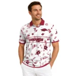 Arkansas Razorbacks Polo Shirt Custom Floral Pinstripe Red White Best Selling