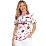 Arkansas Razorbacks Polo Shirt Custom Floral Pinstripe Red White Best Selling