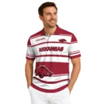Arkansas Razorbacks Polo Shirt Custom Horizontal Blocks Red Best Selling