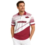 Arkansas Razorbacks Polo Shirt Custom Slanted Stripes Red White Best Selling