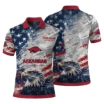 Arkansas Razorbacks Polo Shirt Custom Star Brushstrokes Red Blue Best Selling