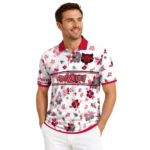 Arkansas State Red Wolves Polo Shirt Customized Floral Pinstripe Scarlet White Best Selling