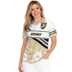 Army Black Knights Polo Shirt Customized Floral Angles Gold White Best Selling