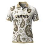 Army Black Knights Polo Shirt Customized Paisley Florals Gold White Best Selling