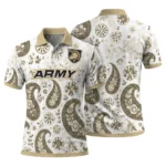 Army Black Knights Polo Shirt Customized Paisley Florals Gold White Best Selling