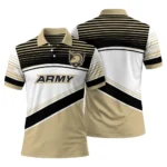Army Black Knights Polo Shirt Customized Slanted Stripes Gold White Best Selling