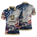 Army Black Knights Polo Shirt Customized Star Brushstrokes Gold Blue Best Selling
