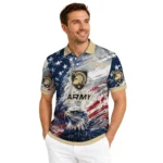 Army Black Knights Polo Shirt Customized Star Brushstrokes Gold Blue Best Selling