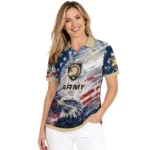 Army Black Knights Polo Shirt Customized Star Brushstrokes Gold Blue Best Selling
