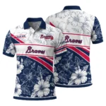 Atlanta Braves Polo Shirt Custom Floral Angles Navy White Best Selling