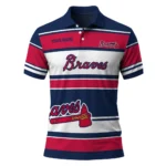 Atlanta Braves Polo Shirt Custom Horizontal Blocks Navy Best Selling