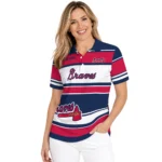 Atlanta Braves Polo Shirt Custom Horizontal Blocks Navy Best Selling