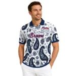 Atlanta Braves Polo Shirt Custom Paisley Florals Navy White Best Selling