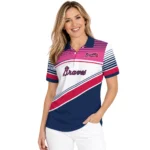 Atlanta Braves Polo Shirt Custom Slanted Stripes Navy White Best Selling