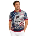 Atlanta Falcons Polo Shirt Personalized Star Brushstrokes Red Blue Best Selling