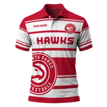 Atlanta Hawks Polo Shirt - Personalized Horizontal Blocks Red