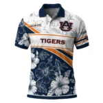 Auburn Tigers Polo Shirt Customized Floral Angles Navy Blue White Best Selling