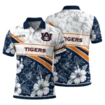 Auburn Tigers Polo Shirt Customized Floral Angles Navy Blue White Best Selling