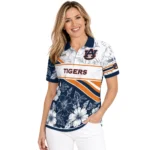 Auburn Tigers Polo Shirt Customized Floral Angles Navy Blue White Best Selling
