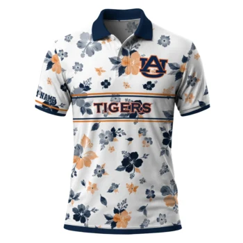 Auburn Tigers Polo Shirt Customized Floral Pinstripe Navy Blue White Best Selling