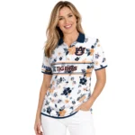 Auburn Tigers Polo Shirt Customized Floral Pinstripe Navy Blue White Best Selling