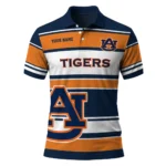Auburn Tigers Polo Shirt Customized Horizontal Blocks Navy Blue Best Selling