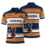 Auburn Tigers Polo Shirt Customized Horizontal Blocks Navy Blue Best Selling