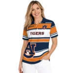 Auburn Tigers Polo Shirt Customized Horizontal Blocks Navy Blue Best Selling
