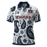 Auburn Tigers Polo Shirt Customized Paisley Florals Navy Blue White Best Selling