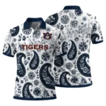 Auburn Tigers Polo Shirt Customized Paisley Florals Navy Blue White Best Selling