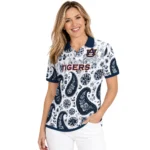 Auburn Tigers Polo Shirt Customized Paisley Florals Navy Blue White Best Selling
