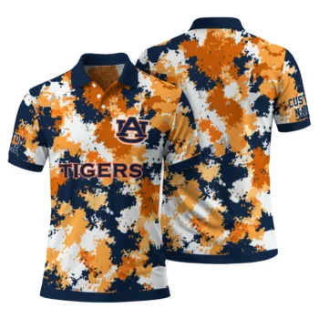 Auburn Tigers Polo Shirt Customized Pixel Camo Navy Blue Fashion Forward