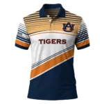 Auburn Tigers Polo Shirt Customized Slanted Stripes Navy Blue White Best Selling