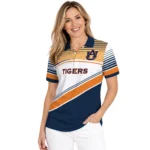 Auburn Tigers Polo Shirt Customized Slanted Stripes Navy Blue White Best Selling