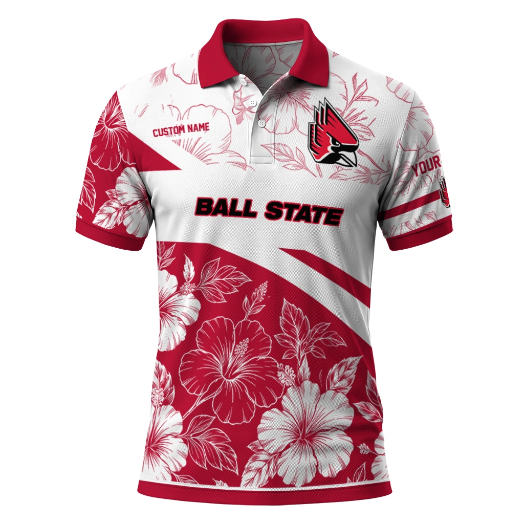 Ball State Cardinals Polo Shirt Customized Floral Angles Red White Best Selling Ball State Cardinals Polo Shirt Customized Floral Angles Red White Best Selling