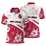 Ball State Cardinals Polo Shirt Customized Floral Angles Red White Best Selling