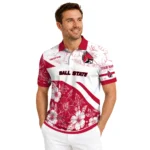 Ball State Cardinals Polo Shirt Customized Floral Angles Red White Best Selling