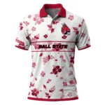 Ball State Cardinals Polo Shirt Customized Floral Pinstripe Red White Best Selling