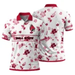 Ball State Cardinals Polo Shirt Customized Floral Pinstripe Red White Best Selling