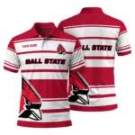 Ball State Cardinals Polo Shirt Customized Horizontal Blocks Red Best Selling
