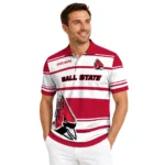Ball State Cardinals Polo Shirt Customized Horizontal Blocks Red Best Selling