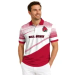 Ball State Cardinals Polo Shirt Customized Slanted Stripes Red White Best Selling