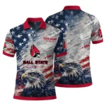Ball State Cardinals Polo Shirt Customized Star Brushstrokes Red Blue Best Selling