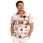 Baltimore Orioles Polo Shirt Customized Floral Pinstripe Orange White Best Selling